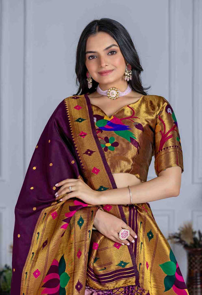 Jaquard Lichi Silk Stitched Zari Weaving Lehenga Set