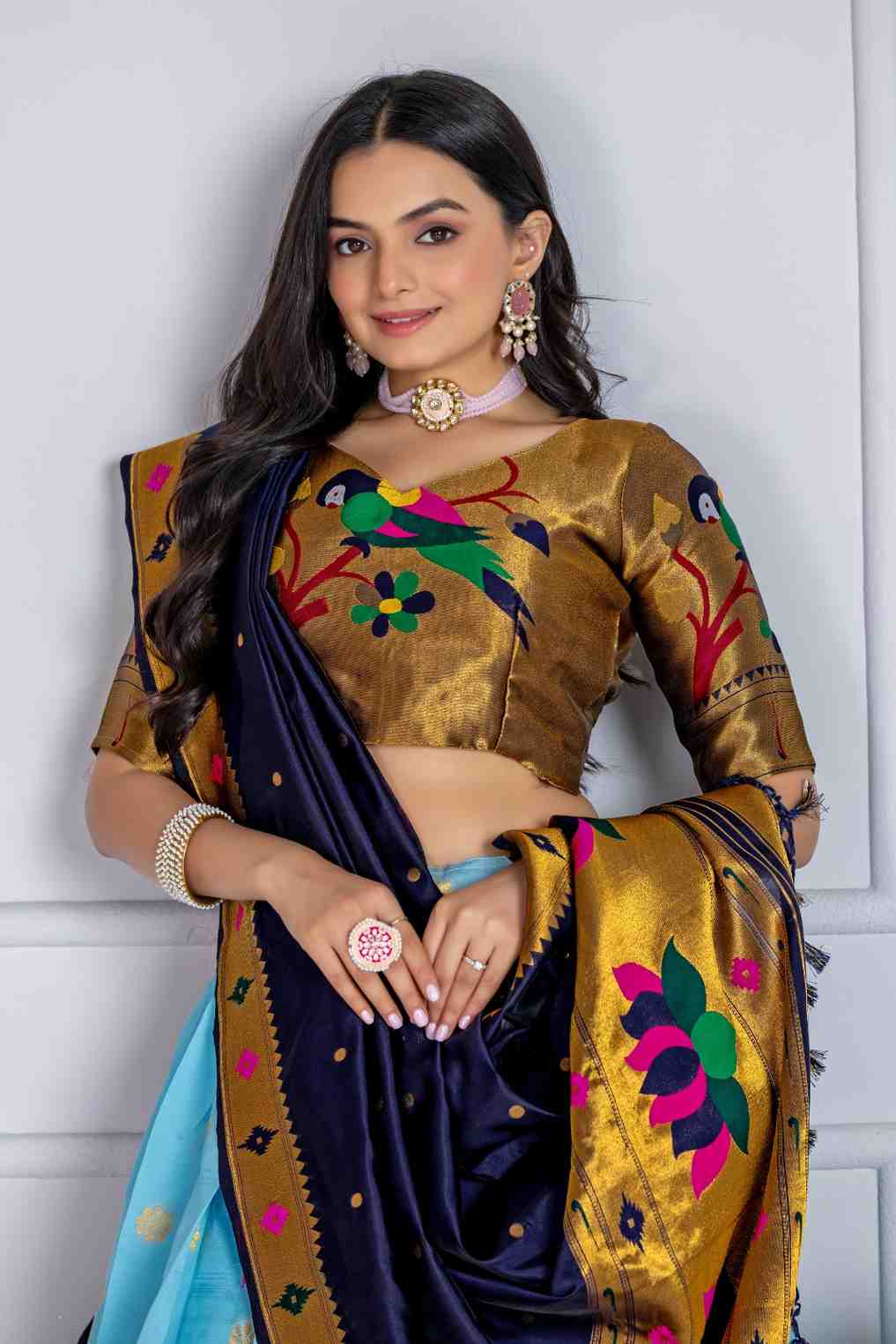 Jaquard Lichi Silk Stitched Zari Weaving Lehenga Set