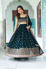 Georgette Heavy Embroidery With Multi Thread & Sequence Work