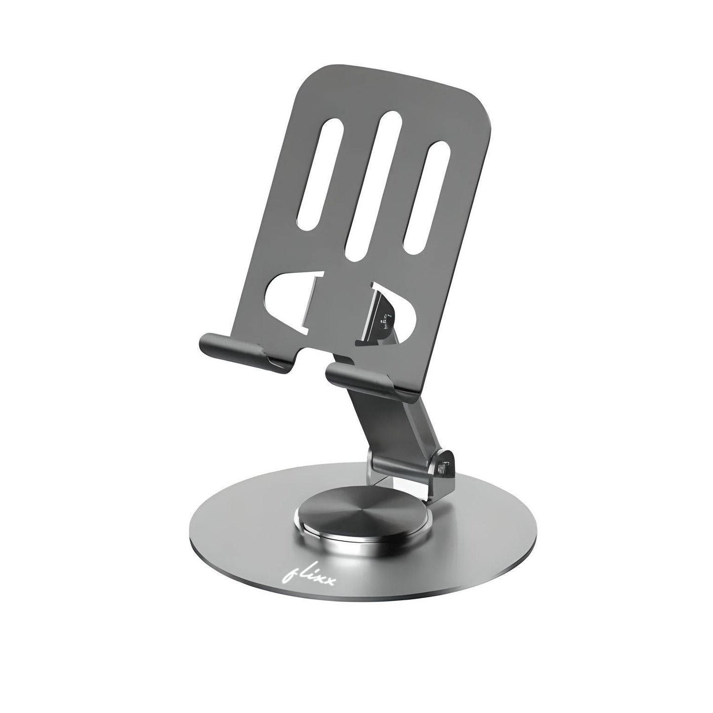 Flixx Foldable Metal Mobile & Tablet Stand | Adjustable Viewing Angle | Anti-Slip Base