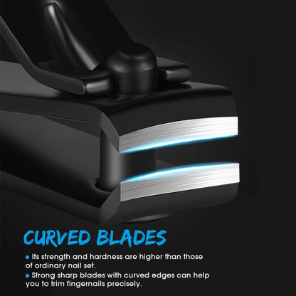 Close-up of a nail clipper with curved blades on a black background