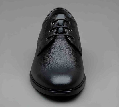 Men lace up office footwear close up