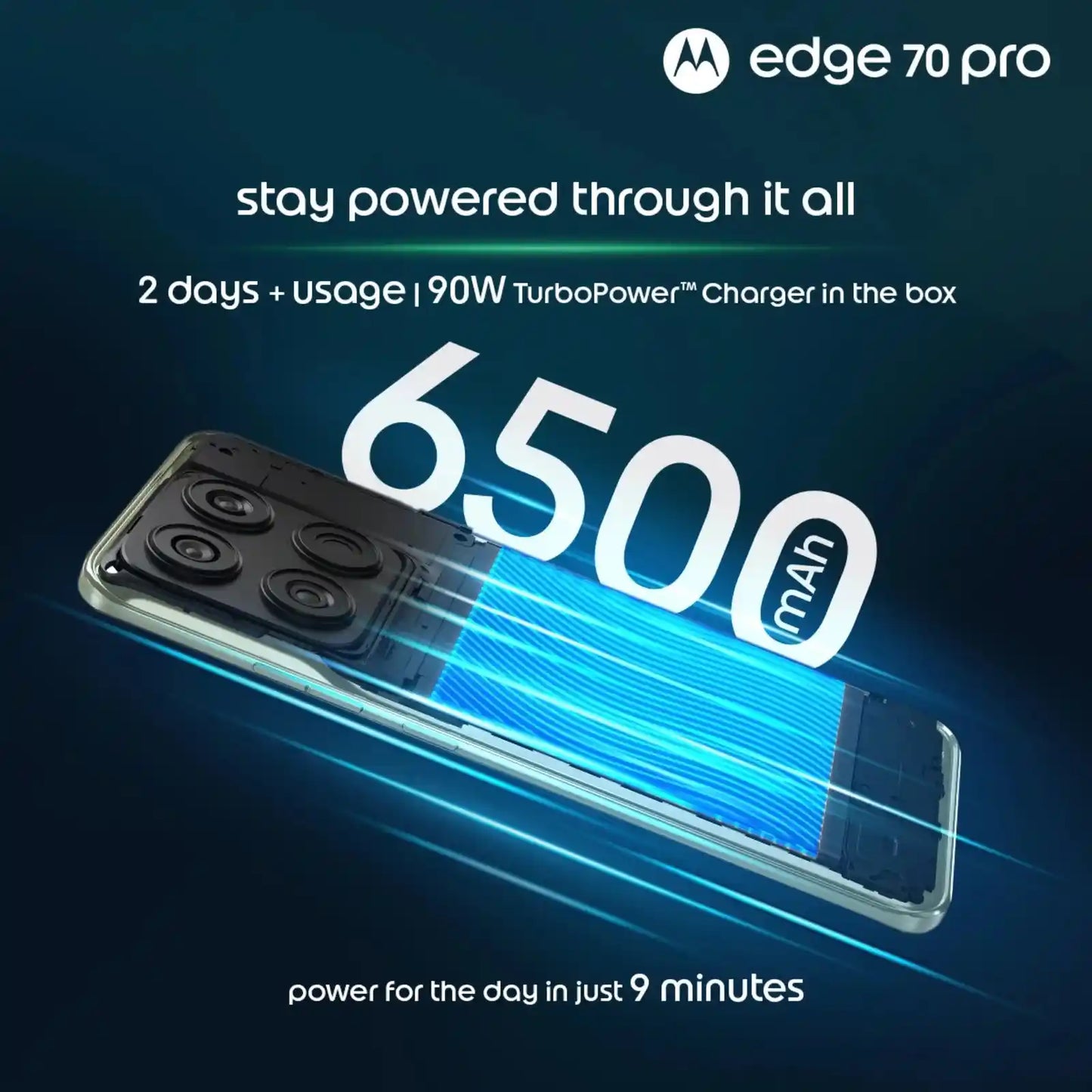 Motorola Edge 70 Pro phone with battery capacity display.