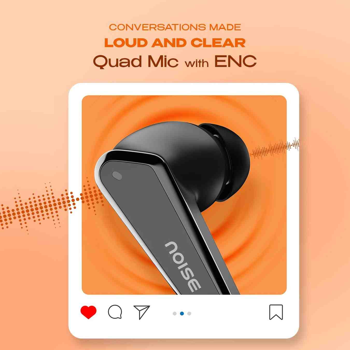 Noise Buds N1 ENC quad mic earbuds close up