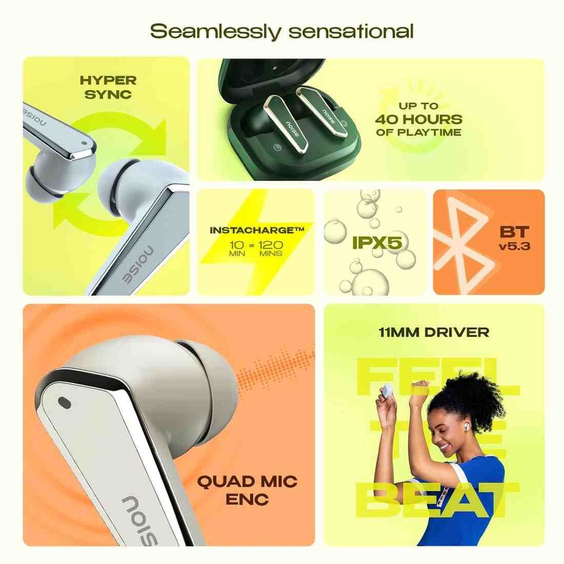 Noise Buds N1 quad mic earbuds premium product view