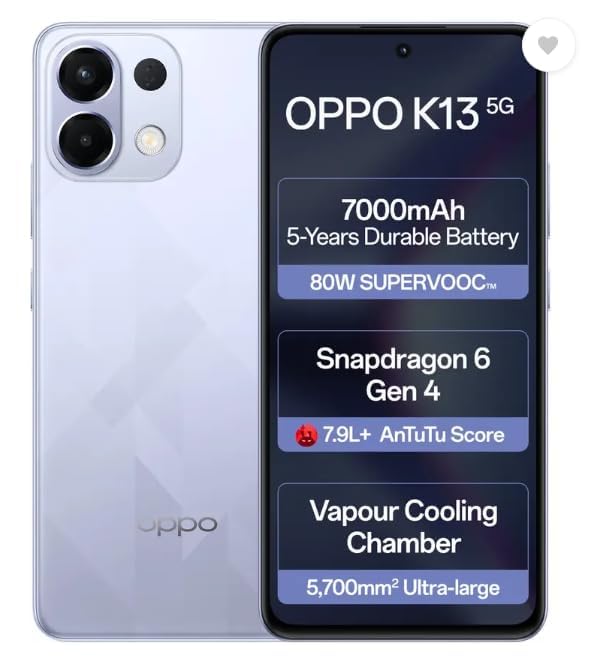 oppo k13 5g 8gb ram 256gb icy purple 7000mah fast charging smartphone