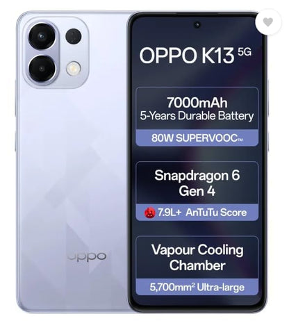oppo k13 5g 8gb ram 256gb icy purple 7000mah fast charging smartphone
