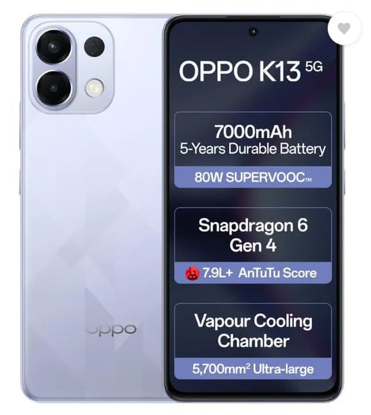 oppo k13 5g 8gb ram 256gb icy purple 7000mah fast charging smartphone