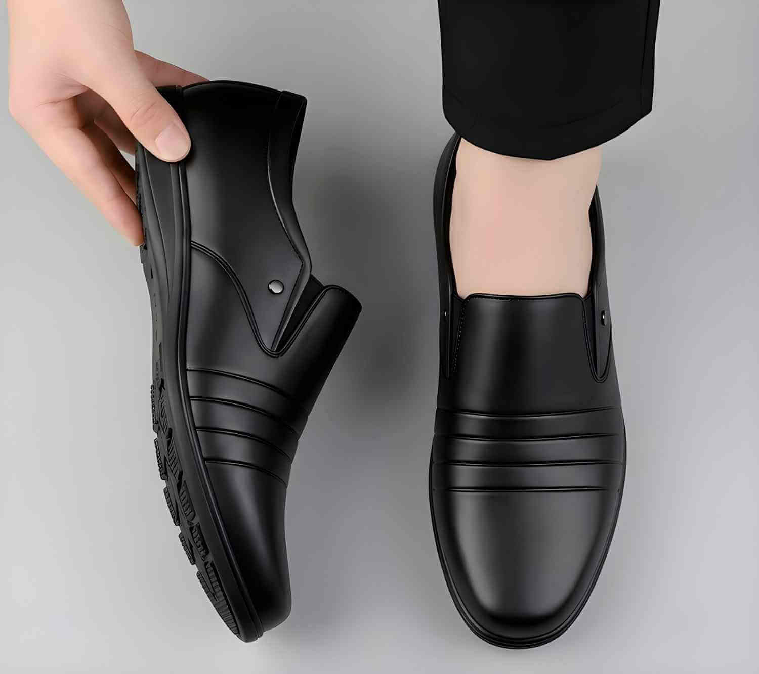 WUGO black slip on formal shoes for men