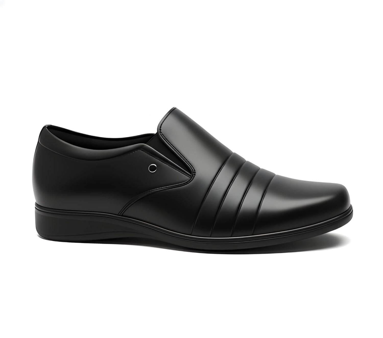 Premium black formal shoes full view
