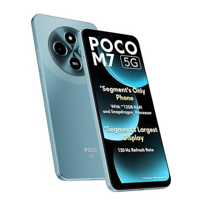 POCO M7 5G Ocean Blue smartphone front display view