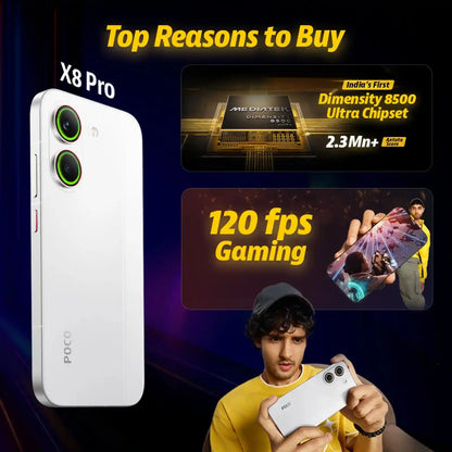 POCO X8 Pro 5G black 12GB RAM 256GB smartphone with AMOLED display and 50MP camera