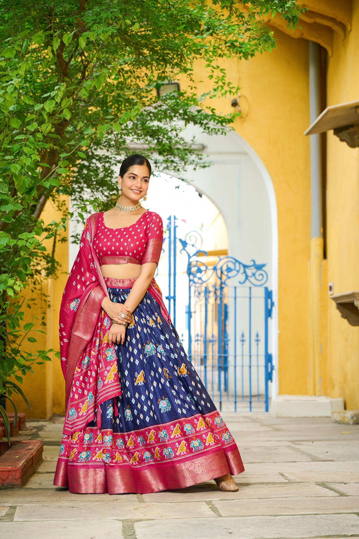 Festive Bandhani Lehenga with Patola Weave Dupatta Pavitr patel