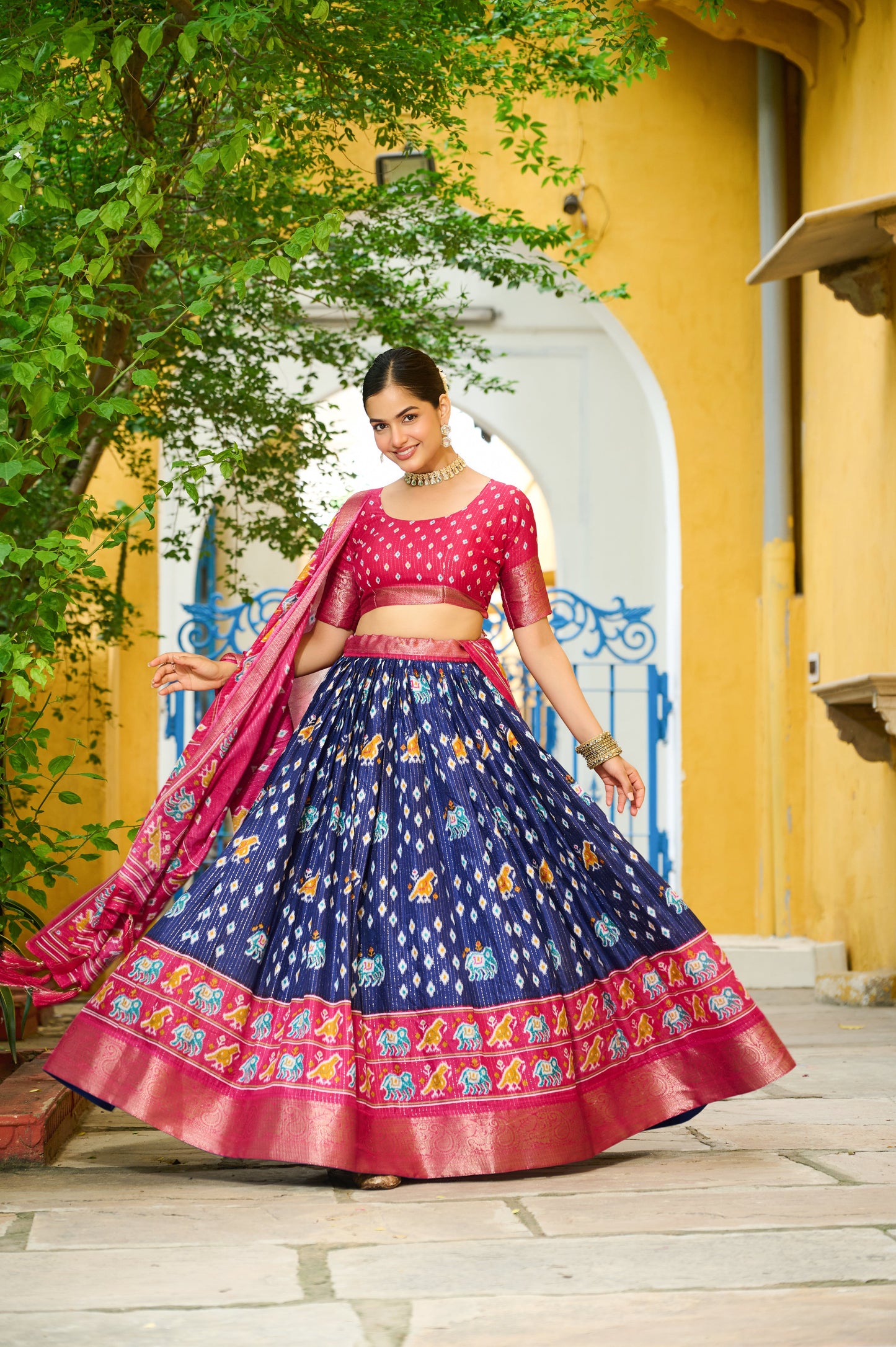 Festive Bandhani Lehenga with Patola Weave Dupatta Pavitr patel