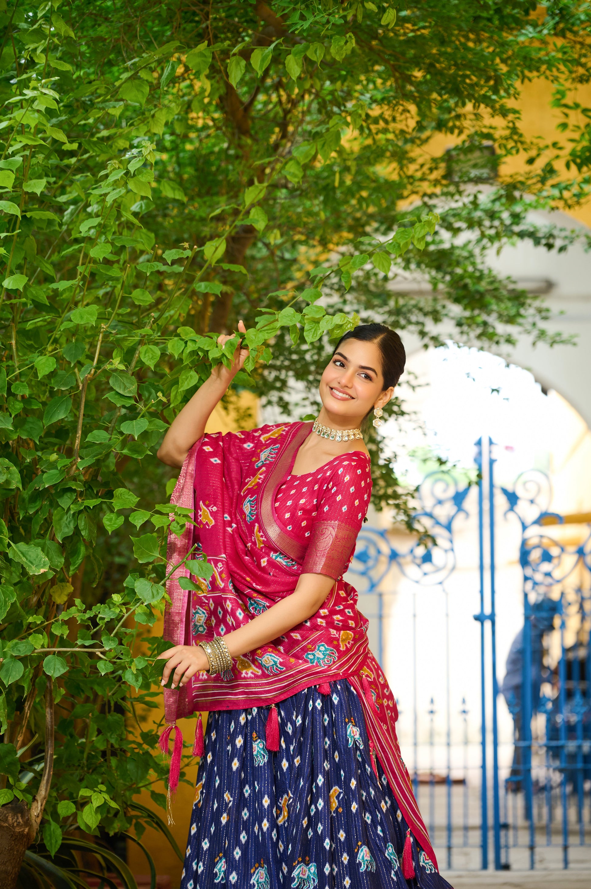 Festive Bandhani Lehenga with Patola Weave Dupatta Pavitr patel
