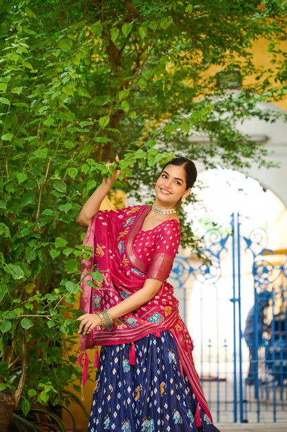Festive Bandhani Lehenga with Patola Weave Dupatta Pavitr patel