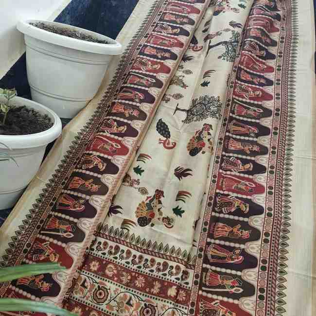 Traditional Folk Art Chanderi Saree