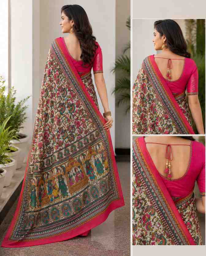 Handprinted Traditional Chanderi Saree