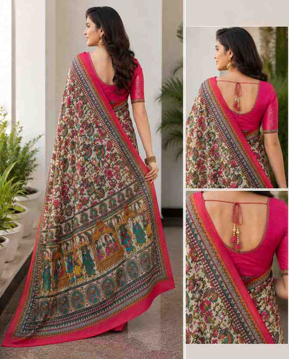 Handprinted Traditional Chanderi Saree