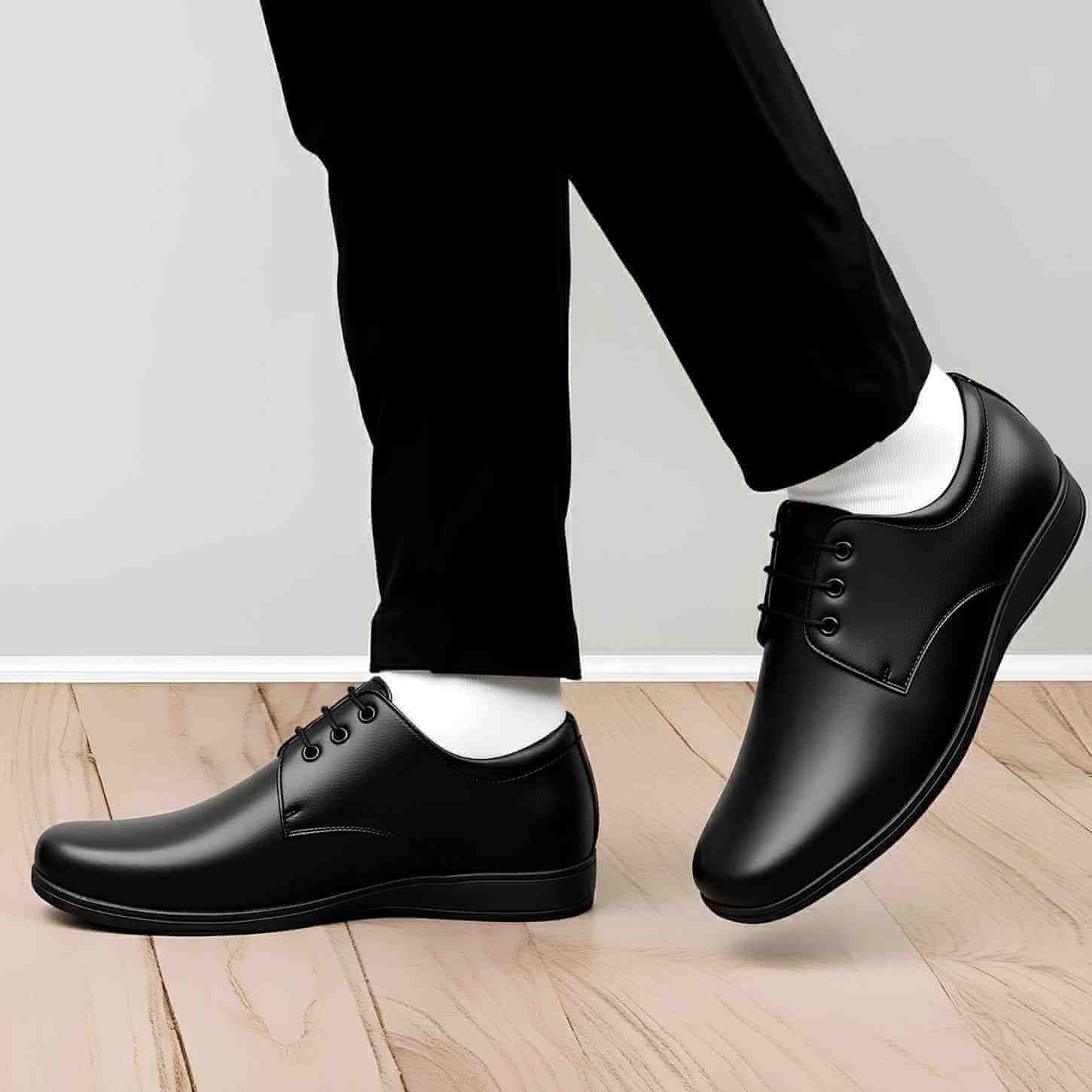WUGO black derby formal shoes for men