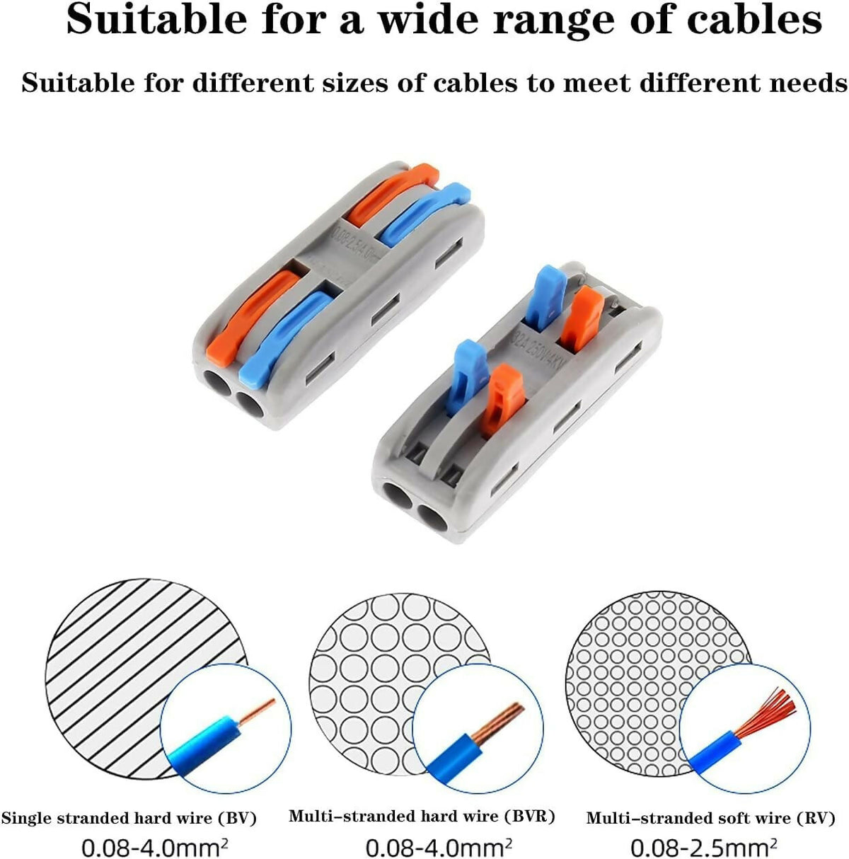 PCT-222 Wire Connector 2 Port Lever Nut, 2 In 2 Out Reusable Push Wire Jointer Kit