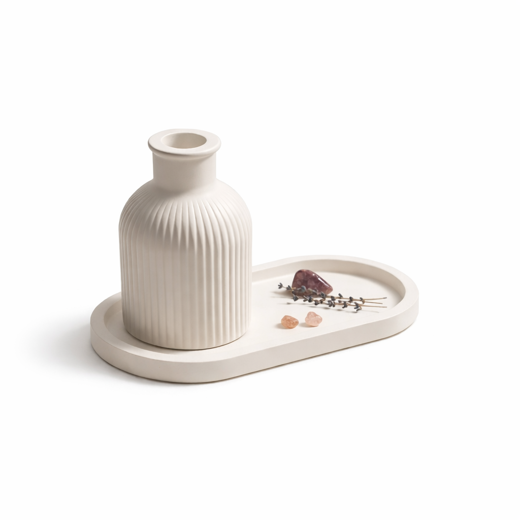 Premium gypsum trinket tray and vase set minimalist stylish table decor for home
