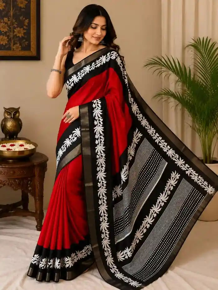Stylish Party Wear Saree with Unstitched Blouse