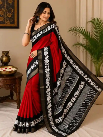 Stylish Party Wear Saree with Unstitched Blouse