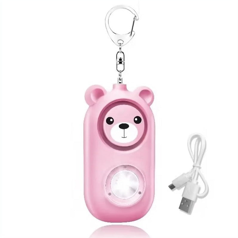 Rechargeable Teddy Personal Safety Alarm Keychain with loud emergency SOS alert for women and children daily safety