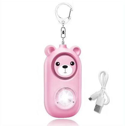 Rechargeable Teddy Personal Safety Alarm Keychain with loud emergency SOS alert for women and children daily safety