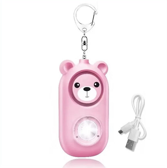 Rechargeable Teddy Personal Safety Alarm Keychain with loud emergency SOS alert for women and children daily safety