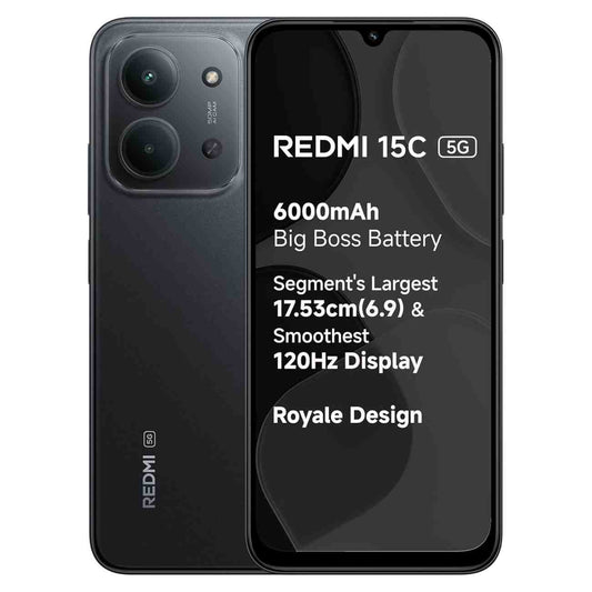 Redmi 15C 5G smartphone front and back view