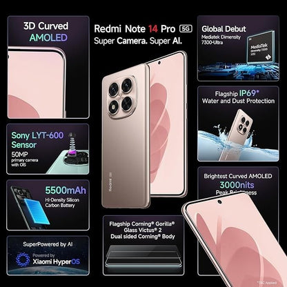 Redmi Note 14 Pro 5G smartphone front display view