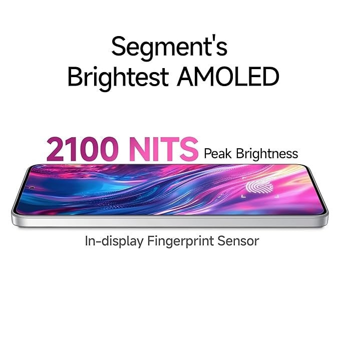 Smartphone with AMOLED display and fingerprint sensor on a white background