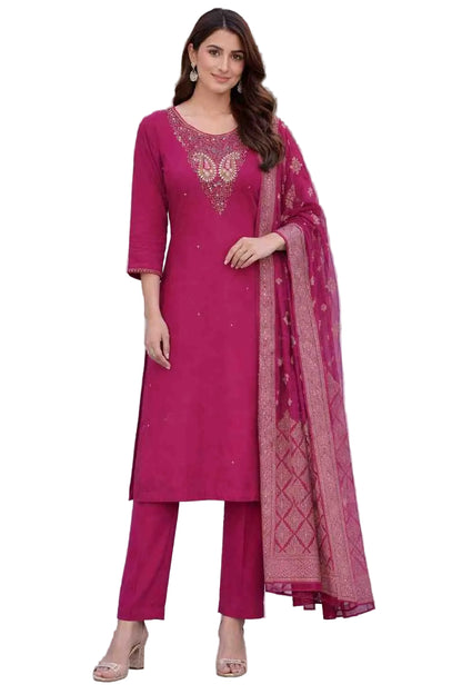 Roman silk kurta set with Banarasi dupatta for women