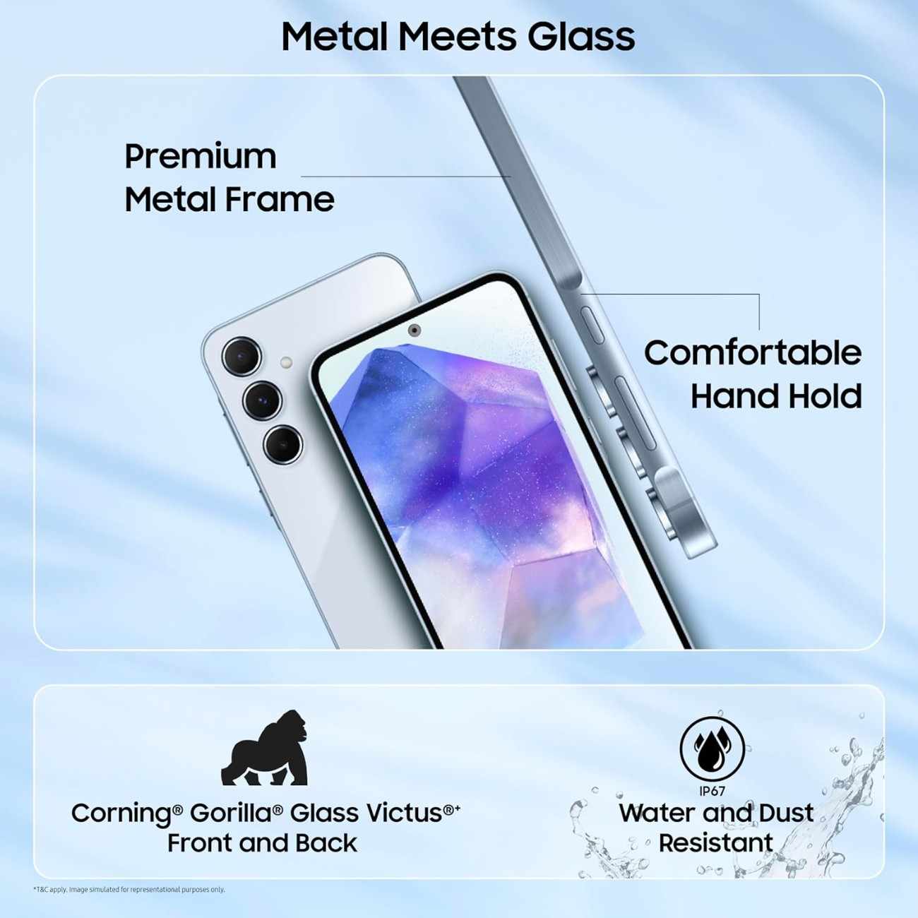 Samsung Galaxy A55 5G slim design for easy one-hand use