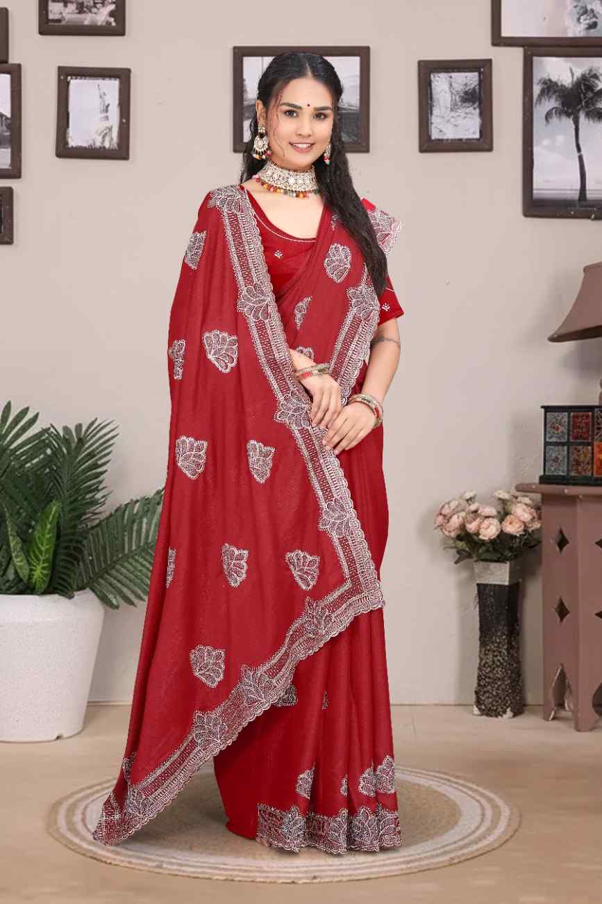 shree design georgette saree with embroidery and real mirror work festive wear