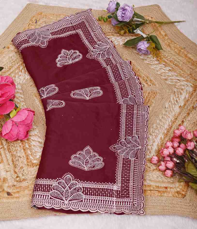 shree design georgette saree with embroidery and real mirror work festive wear