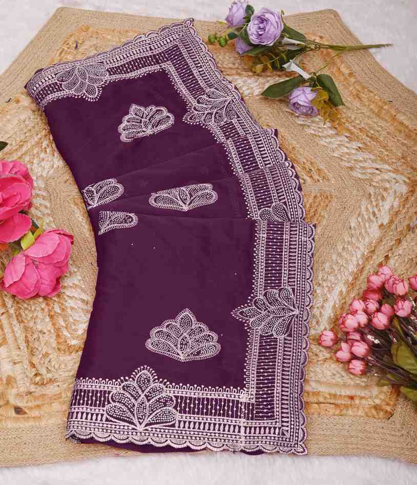 Shree design georgette saree with embroidery and real mirror work festive wear