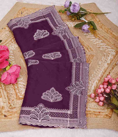Shree design georgette saree with embroidery and real mirror work festive wear