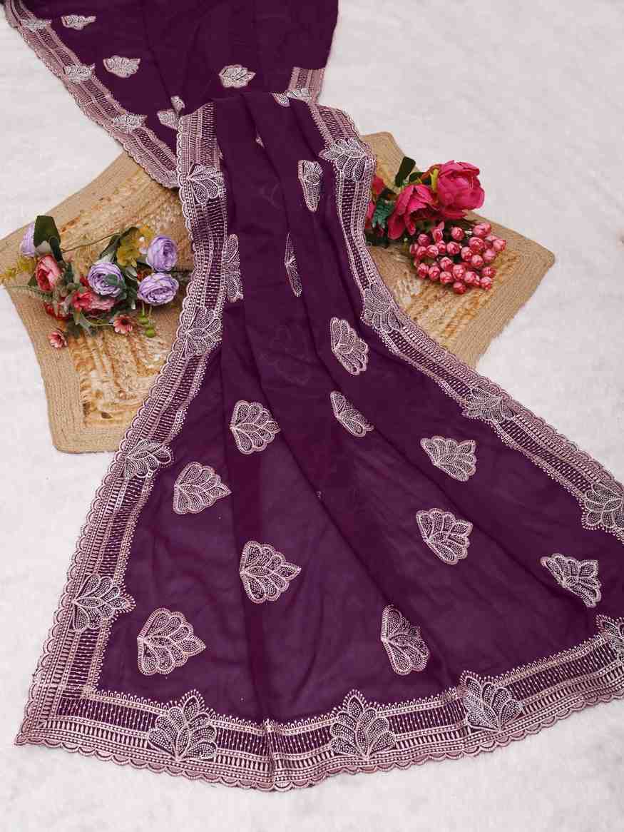 Shree design georgette saree with embroidery and real mirror work festive wear