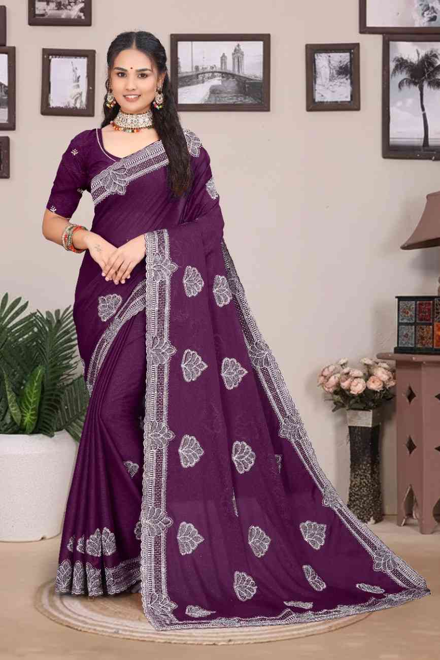 Shree design georgette saree with embroidery and real mirror work festive wear