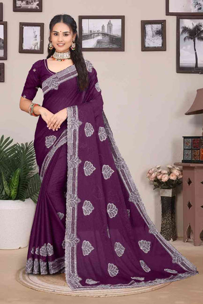 Shree design georgette saree with embroidery and real mirror work festive wear