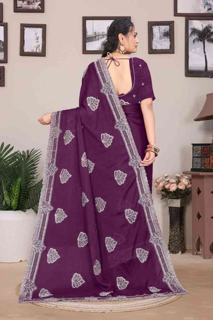 Shree design georgette saree with embroidery and real mirror work festive wear