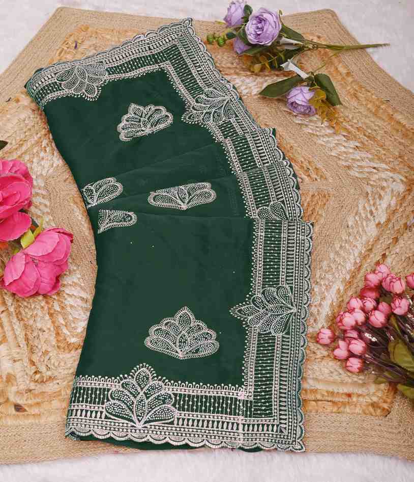 Shree design georgette saree with embroidery and real mirror work festive wear