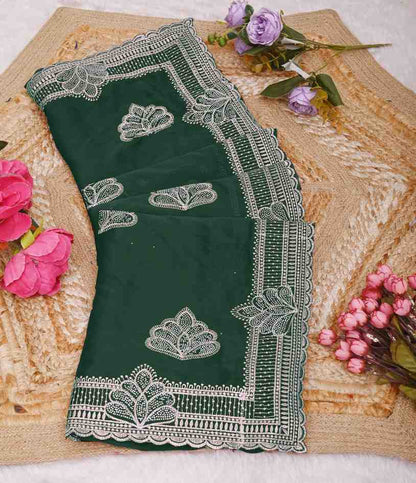 Shree design georgette saree with embroidery and real mirror work festive wear