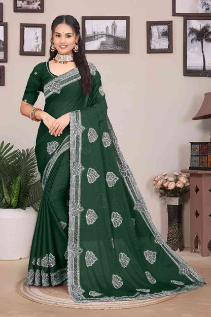 Shree design georgette saree with embroidery and real mirror work festive wear