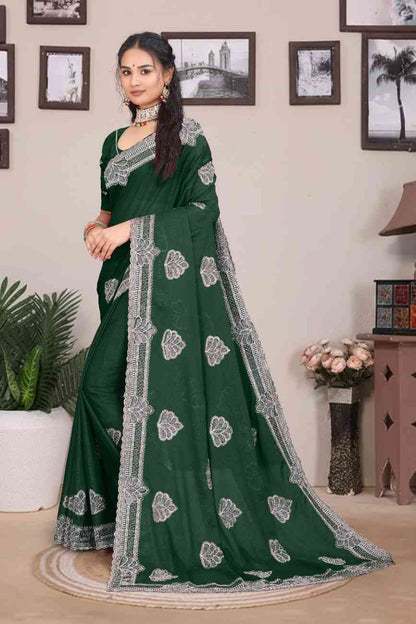 Shree design georgette saree with embroidery and real mirror work festive wear