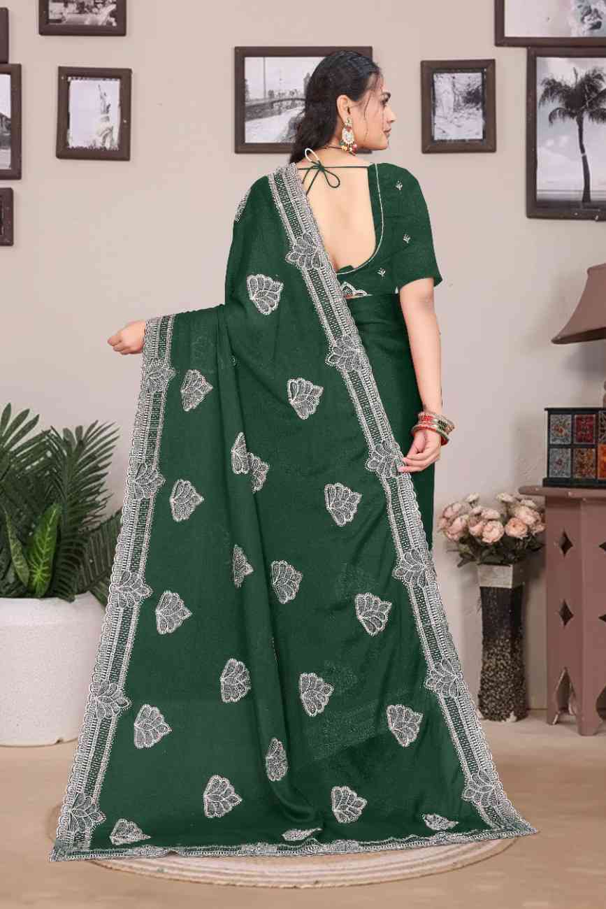 Shree design georgette saree with embroidery and real mirror work festive wear