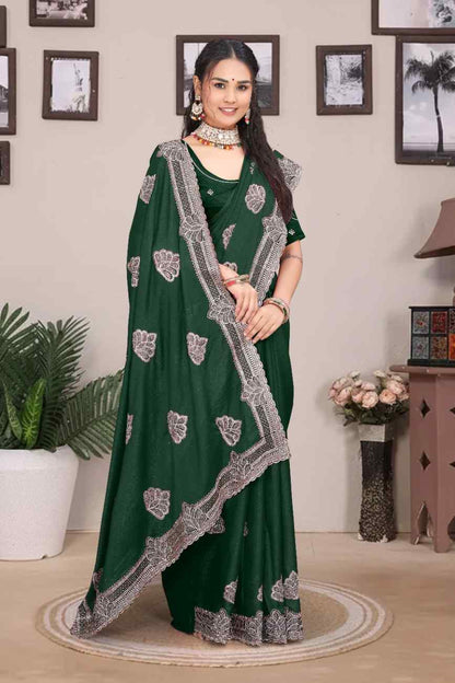 Shree design georgette saree with embroidery and real mirror work festive wear